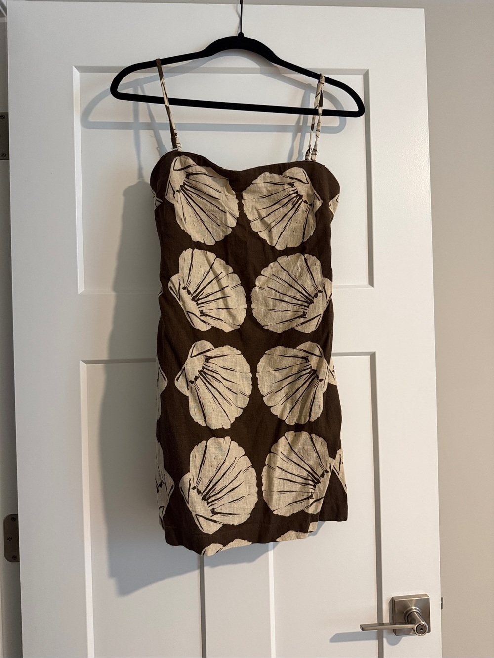 Abercrombie & Fitch Linen Cotton Strapless Mini Skort Dress Brown Seashell M